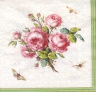 Serviette Rosen, Schmetterling, nostalgisch, Rarität
